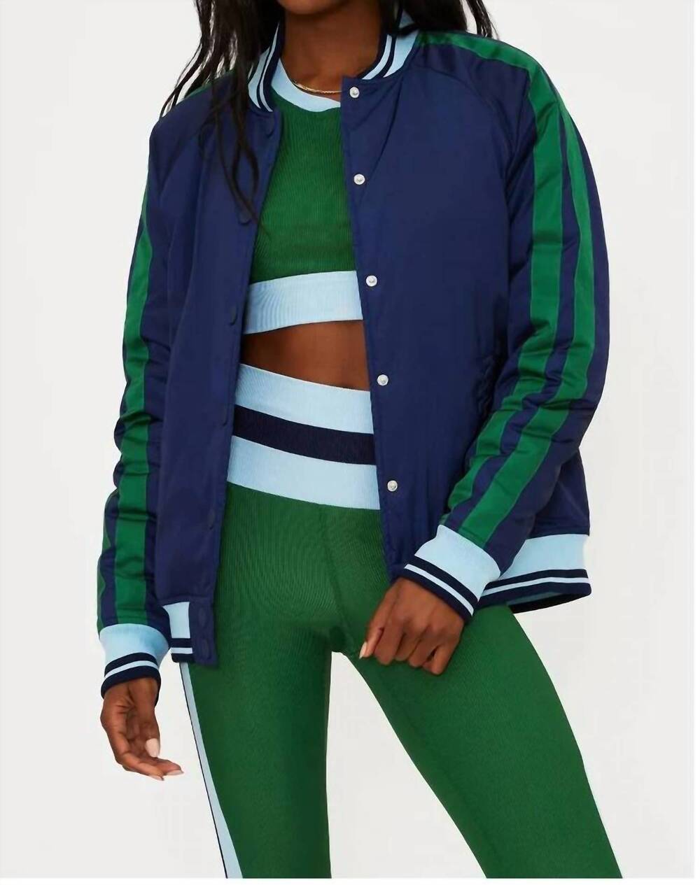 NEW BEACH RIOT flight jacket in ivy colorblock